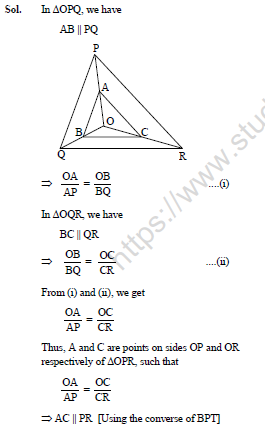 CBSE Class 10 Mathematics Triangles Worksheet Set C